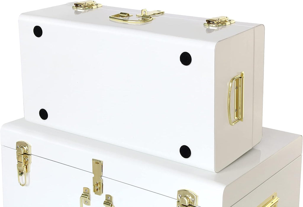 White Metal Storage Trunks Set Of 2