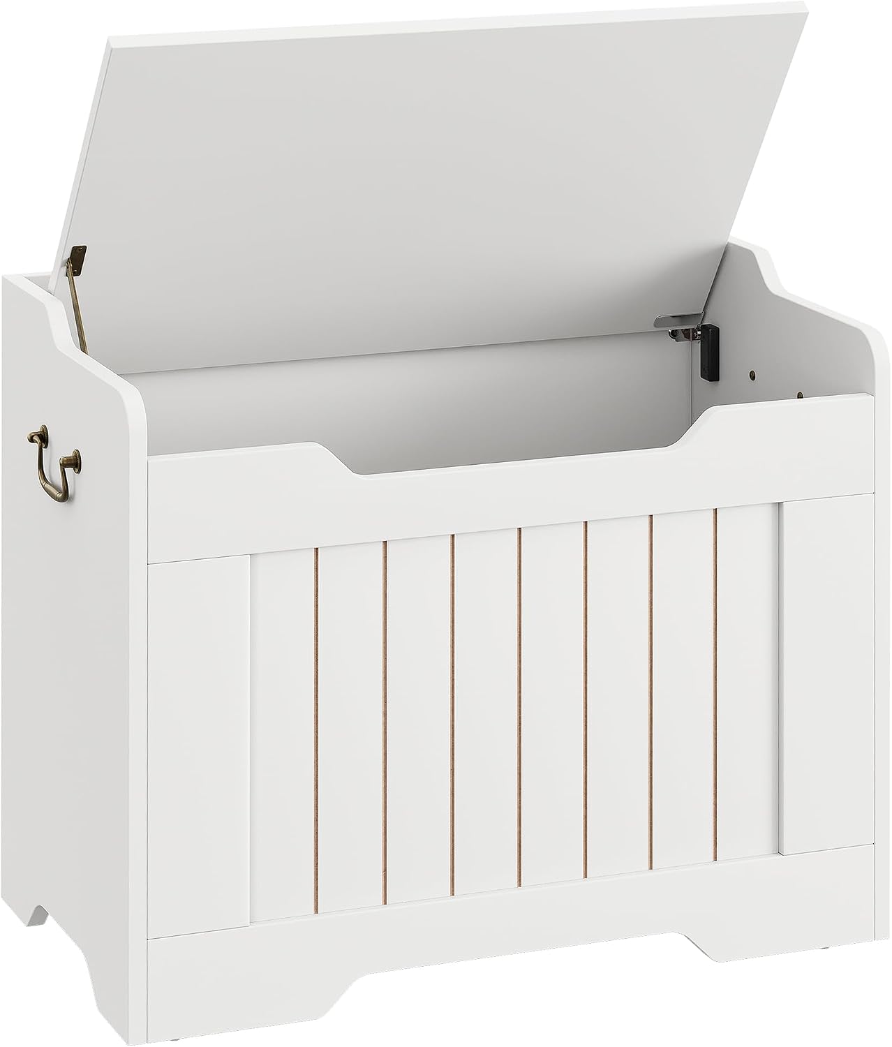 White 24.8" Farmhouse Storage Chest Bench