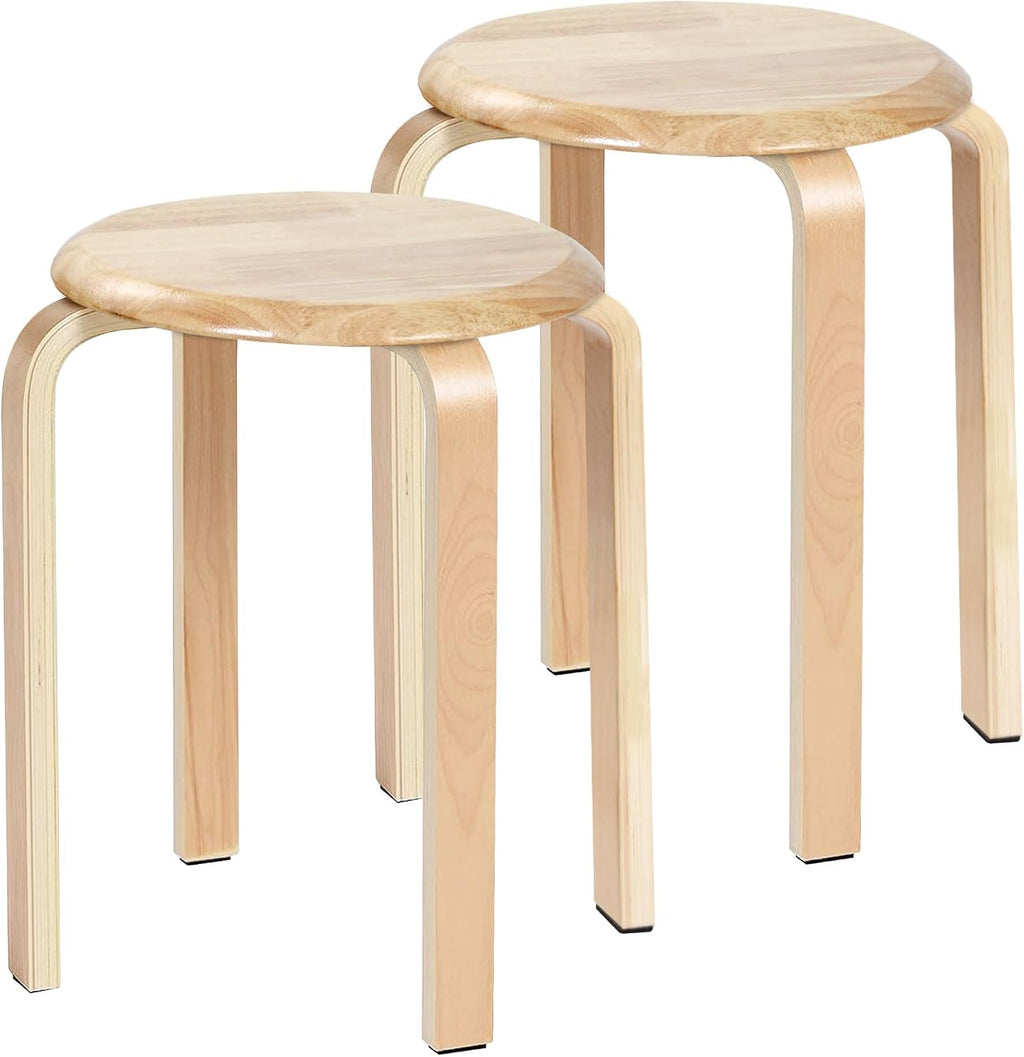 2‑Pack Natural Bentwood Stackable Stools