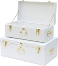 White Metal Storage Trunks Set Of 2