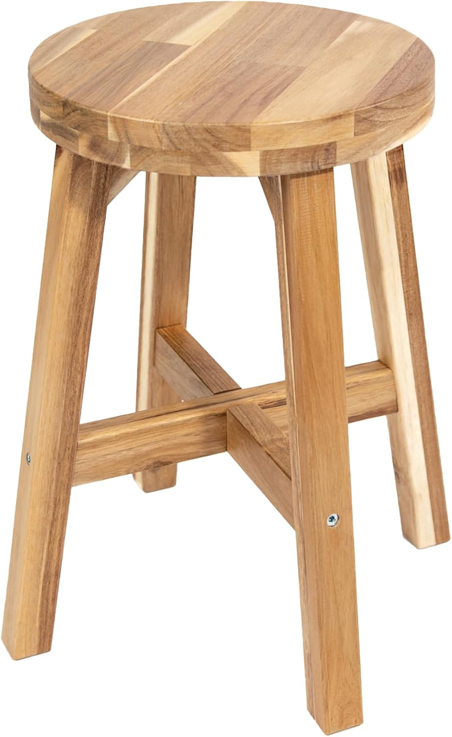 18" Acacia Wood Round Backless Stool