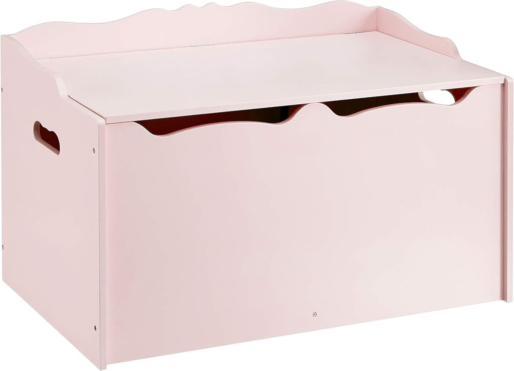 Basics Pink Kids Wooden Toy Storage Chest