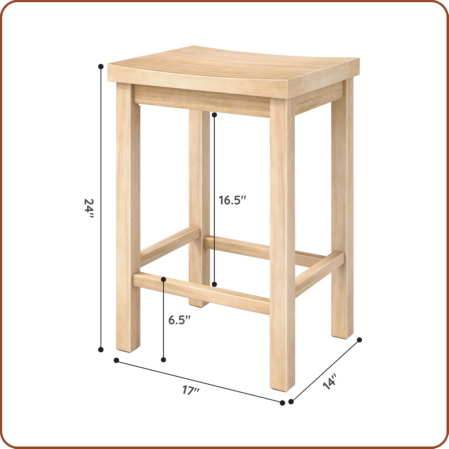 Solid Wood Counter Stool Set Of 2