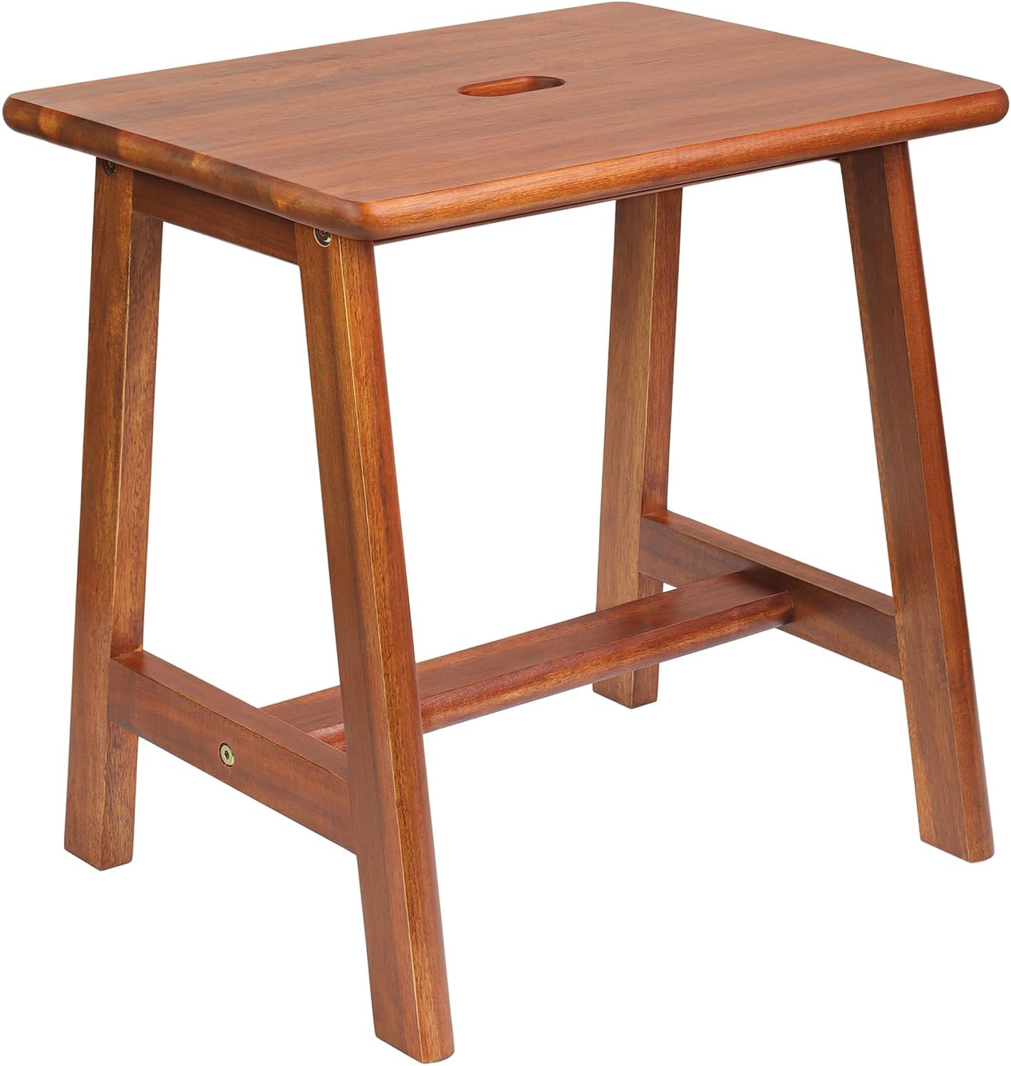 Rectangular Light Brown Acacia Wood Small Bench Stool