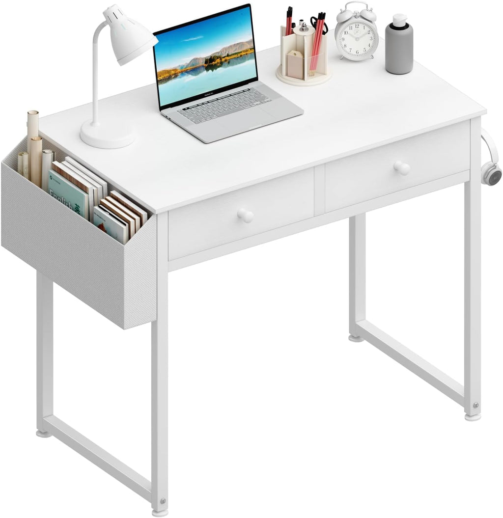 White 32" Kids Study Vanity Desk
