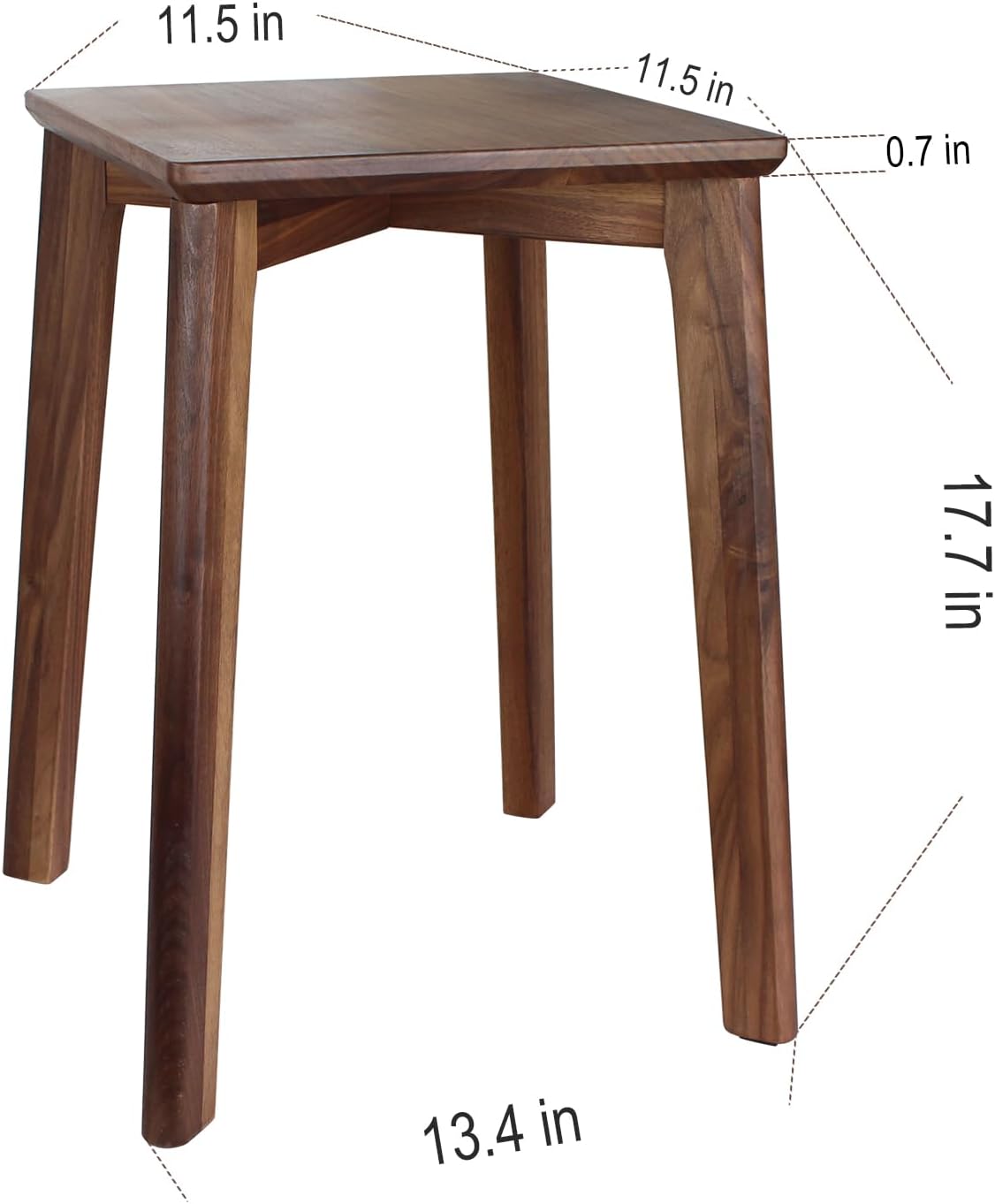 18" Walnut Wood Stackable Square Stool