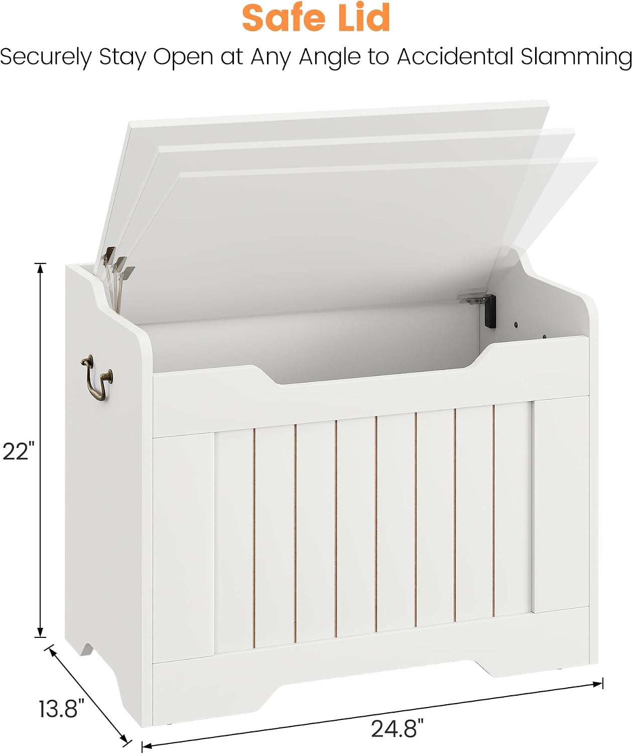 White 24.8" Farmhouse Storage Chest Bench