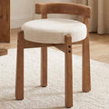 Beige Linen Low‑Back Makeup Ottoman Stool