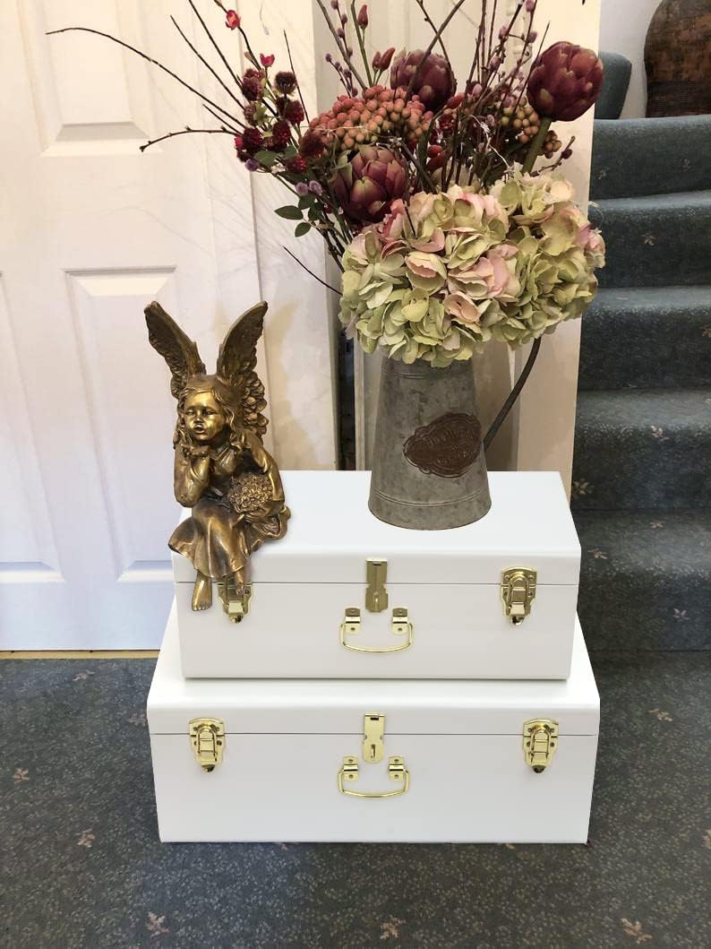 White Metal Storage Trunks Set Of 2