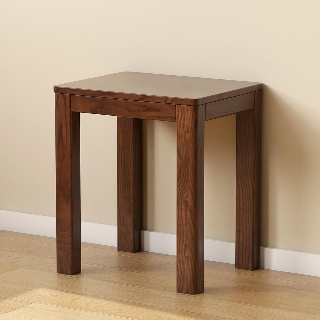 Solid Walnut Wood Vanity Bench Stool No Cushion