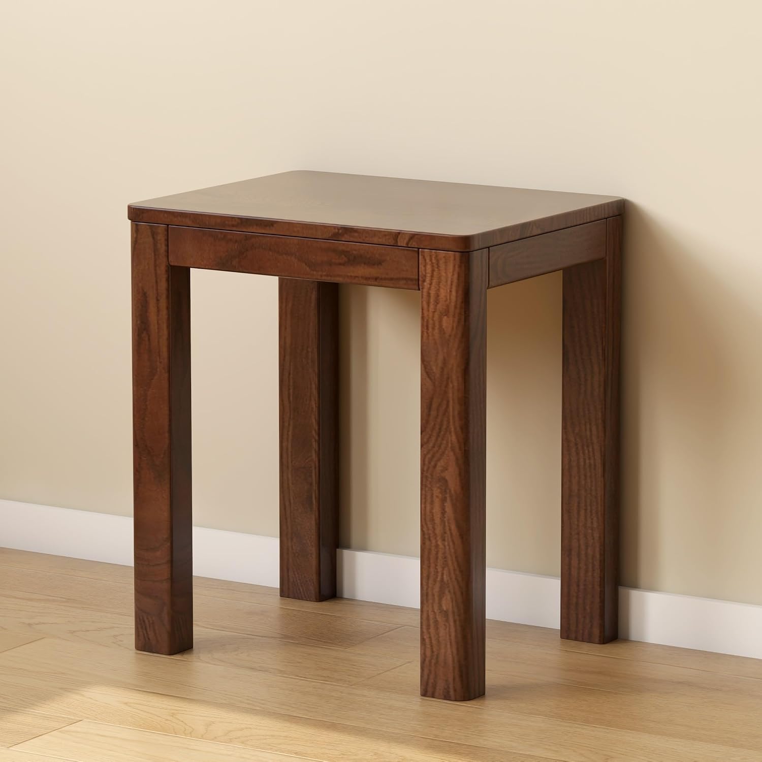 Solid Walnut Wood Vanity Bench Stool No Cushion