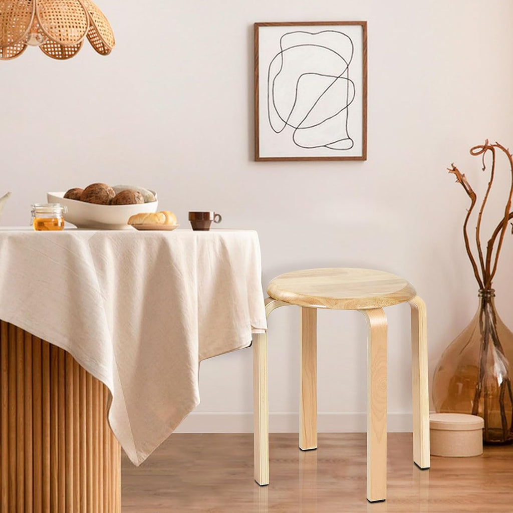2‑Pack Natural Bentwood Stackable Stools