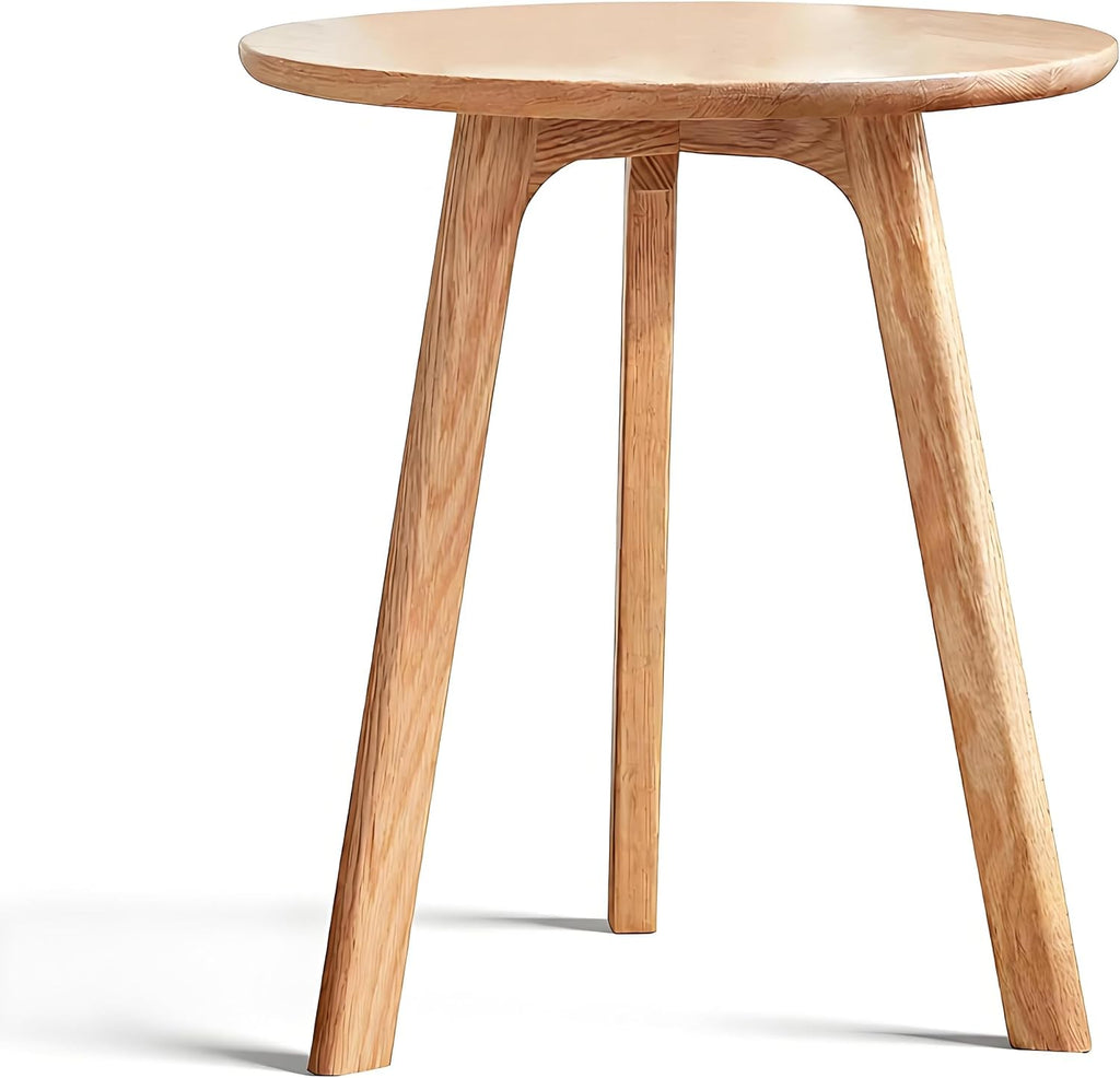 Solid Oak Round Accent Side End Table