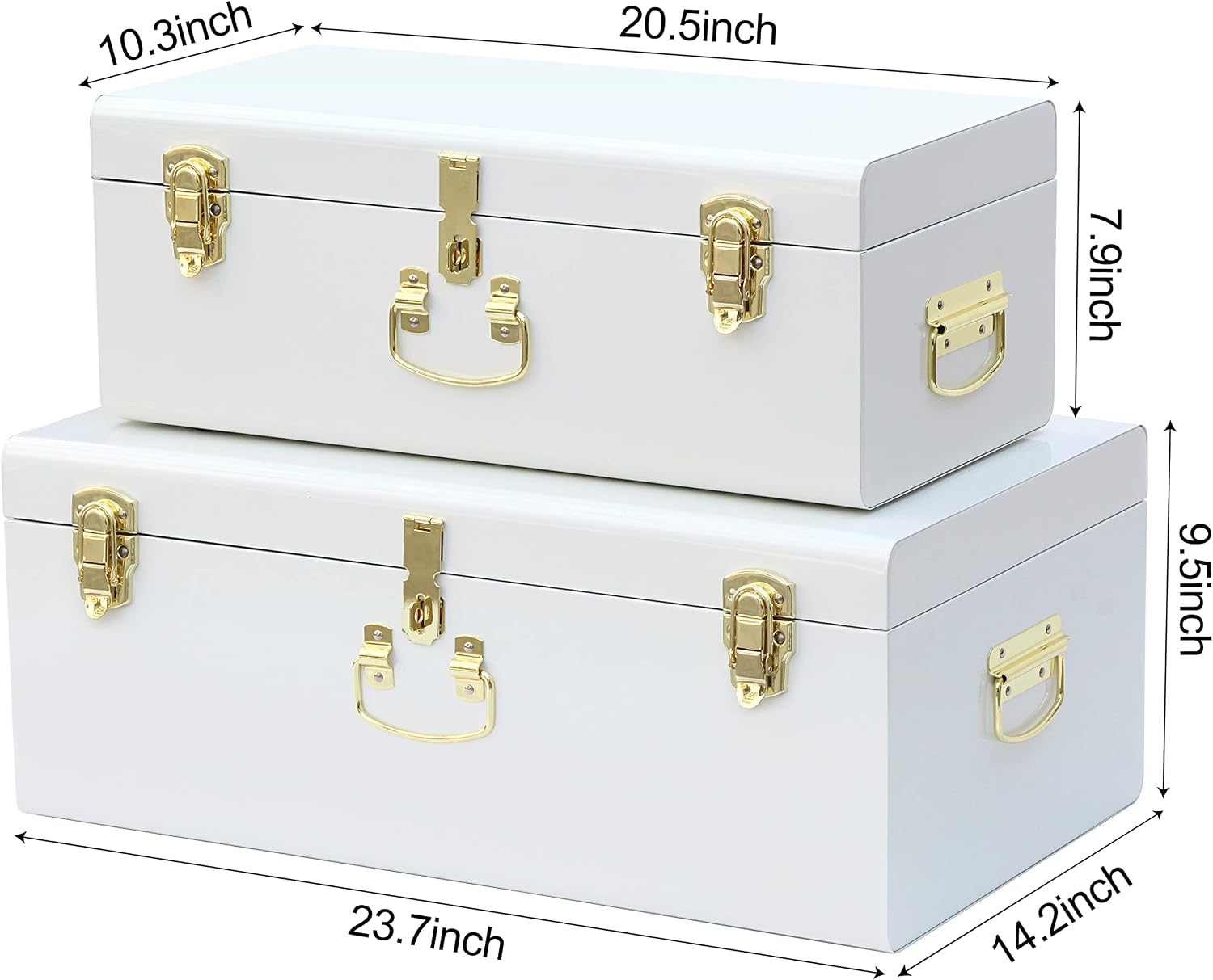 White Metal Storage Trunks Set Of 2
