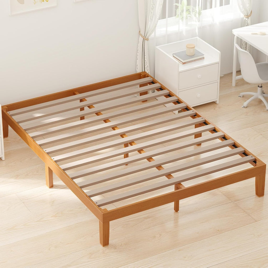 Natural Pine 12" Queen Wood Platform Bed Frame