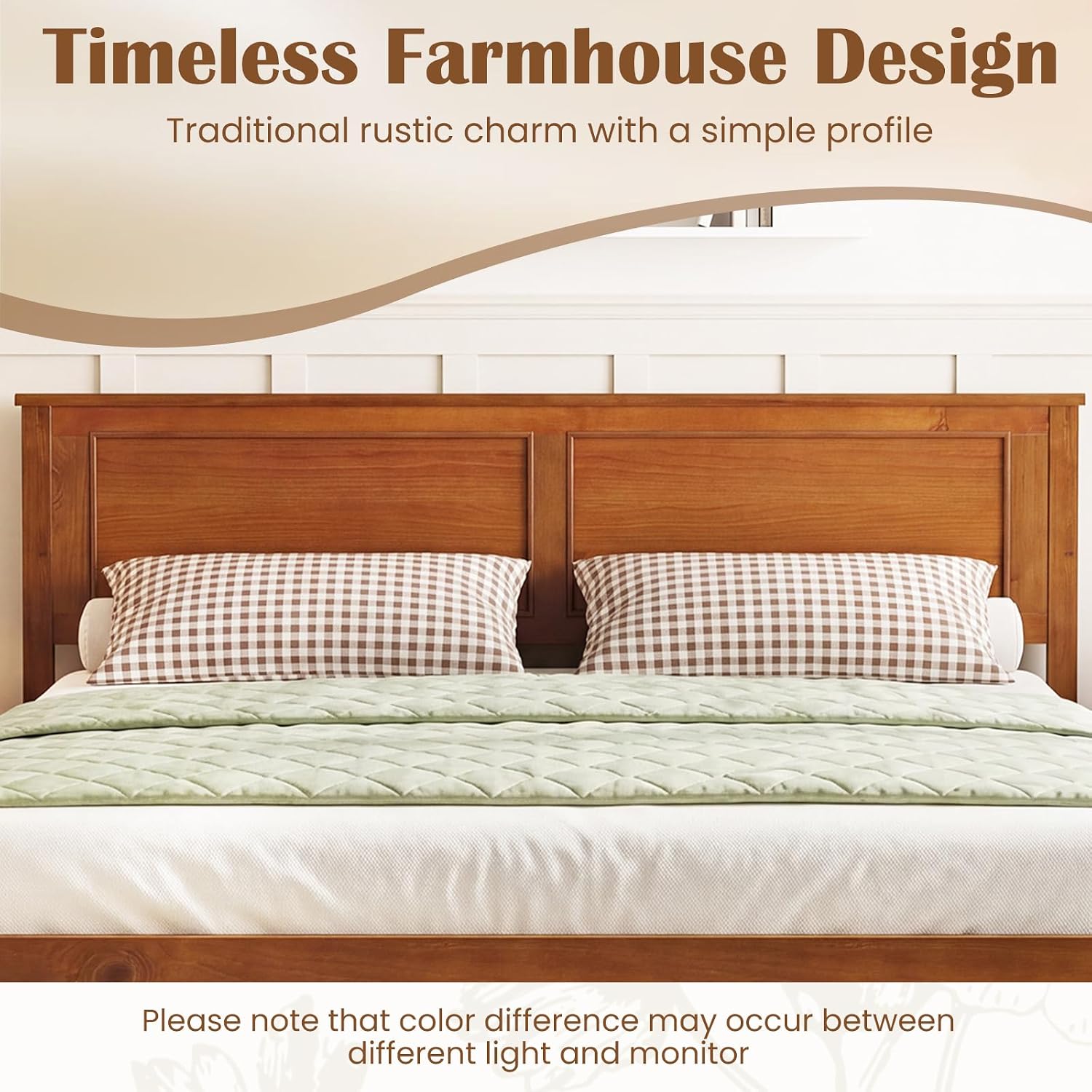 Walnut Full Size Wood Platform Bed Frame