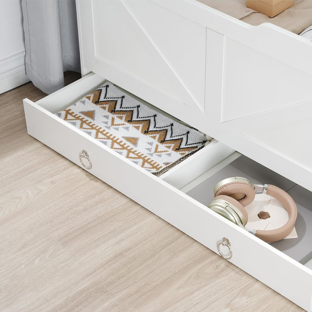 White 39.3" Wooden Storage Bench Chest