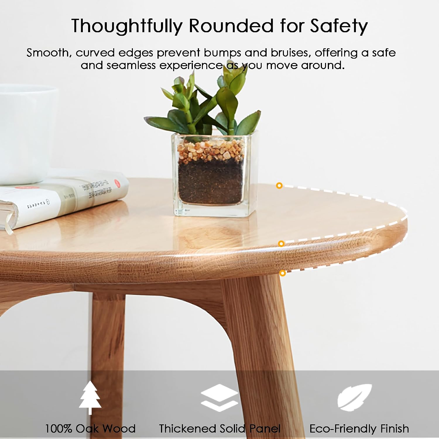 Solid Oak Round Accent Side End Table