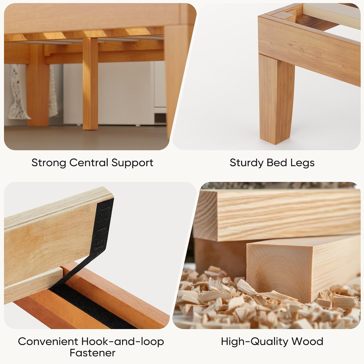 Natural Pine 12" Queen Wood Platform Bed Frame