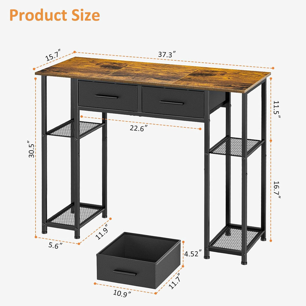 Brown 37.3" Kids Study Vanity Desk