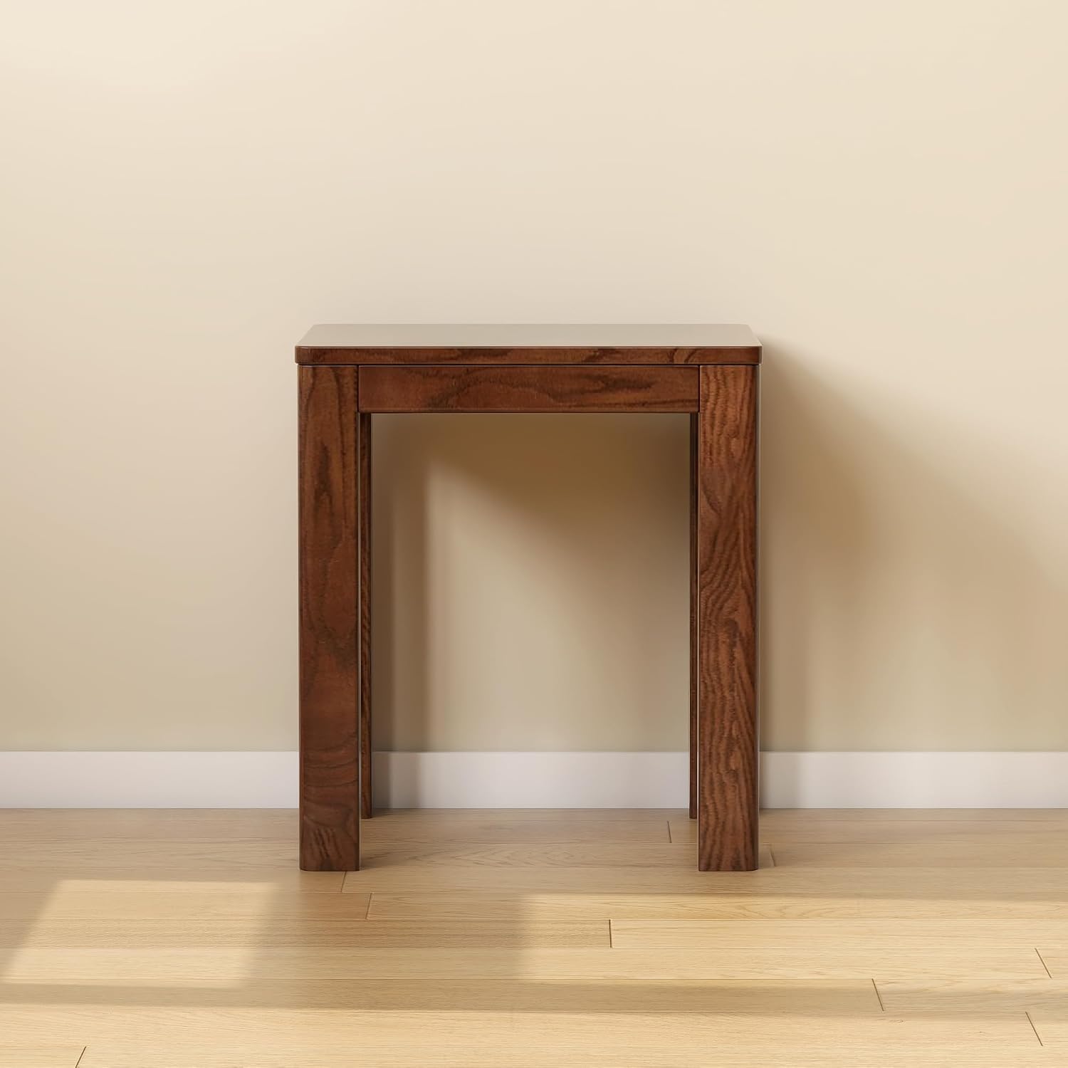 Solid Walnut Wood Vanity Bench Stool No Cushion