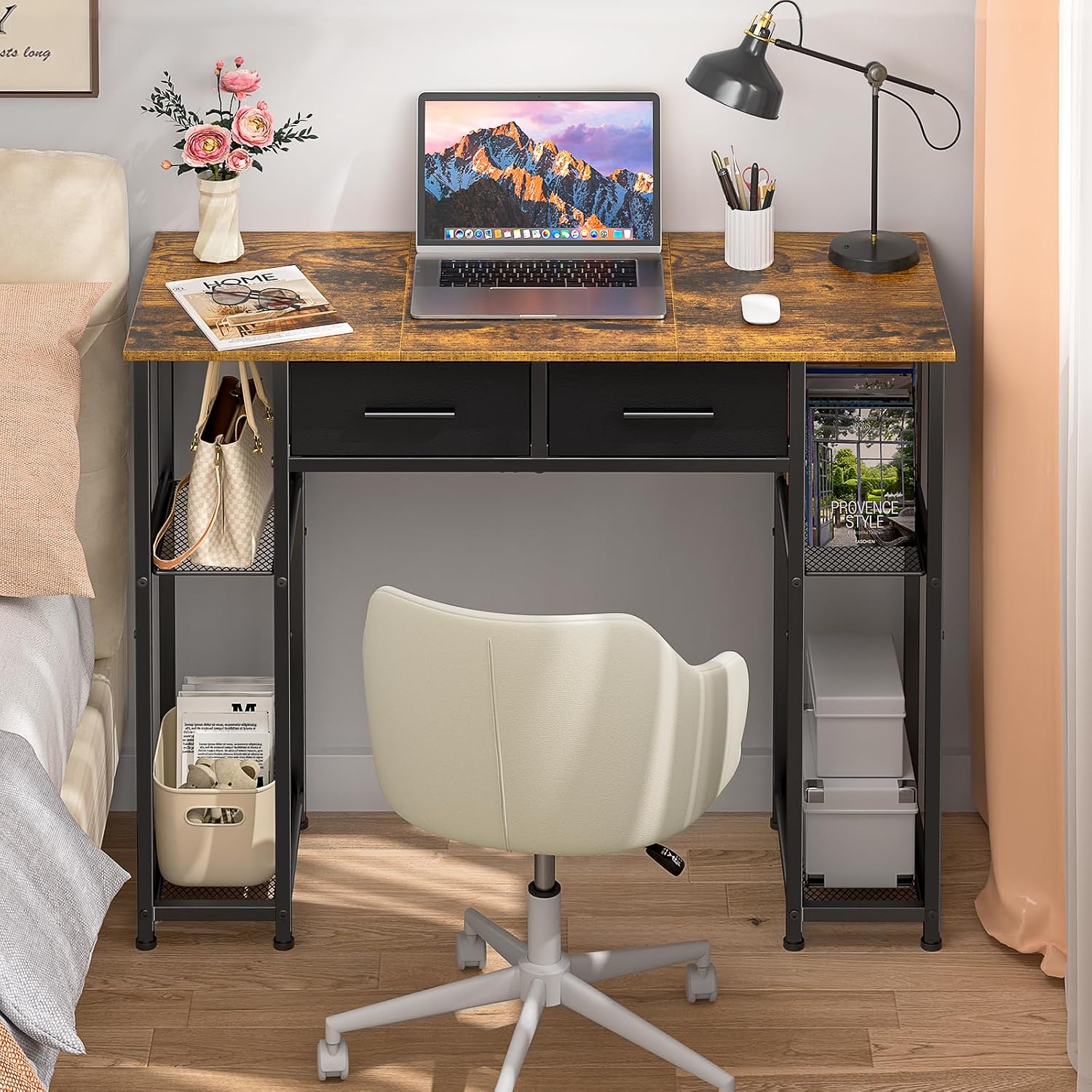 Brown 37.3" Kids Study Vanity Desk