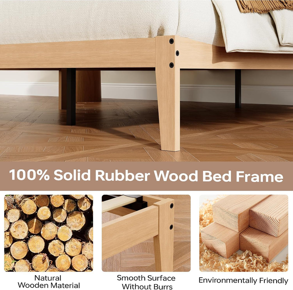 Queen Size Rubberwood Platform Bed Frame
