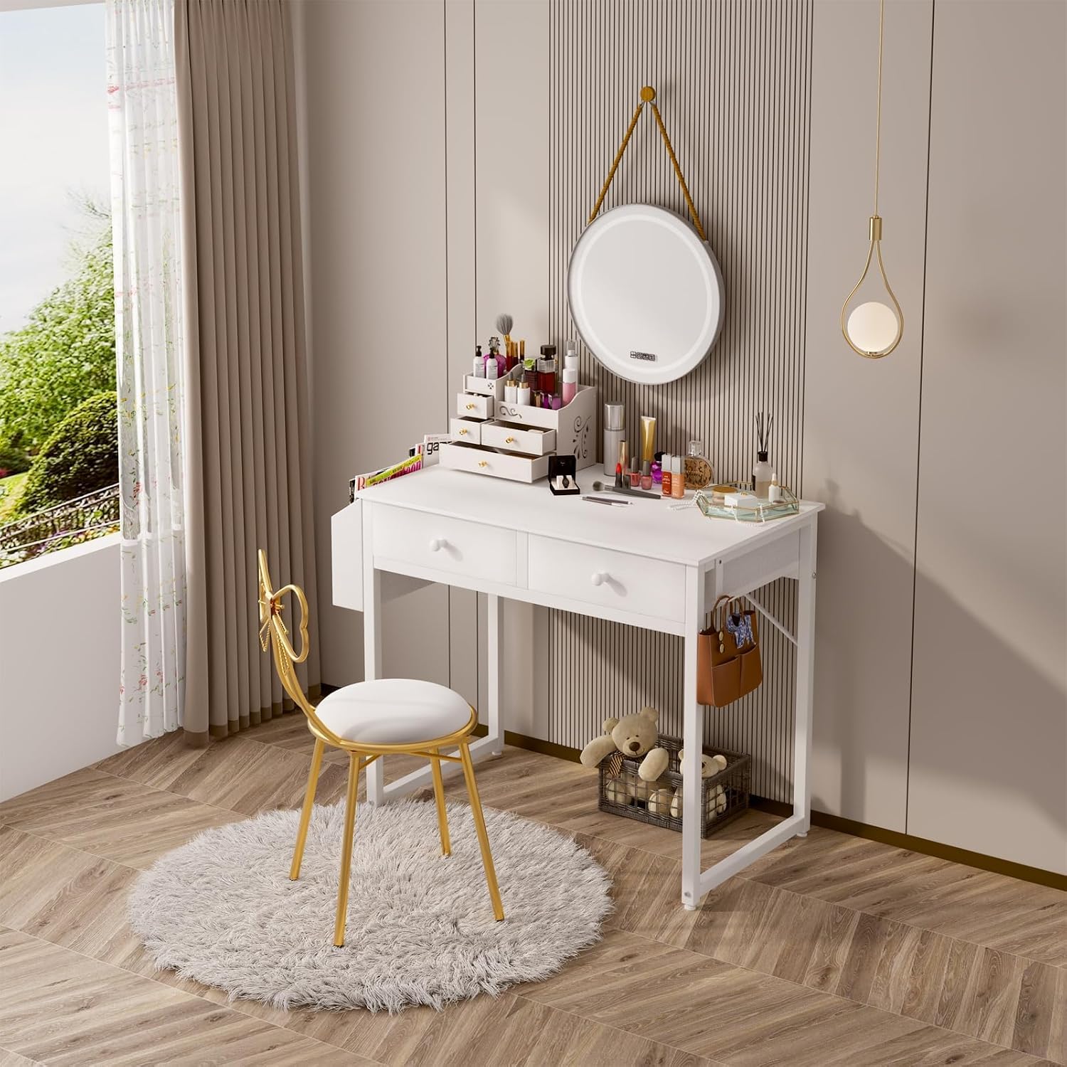 White 32" Kids Study Vanity Desk