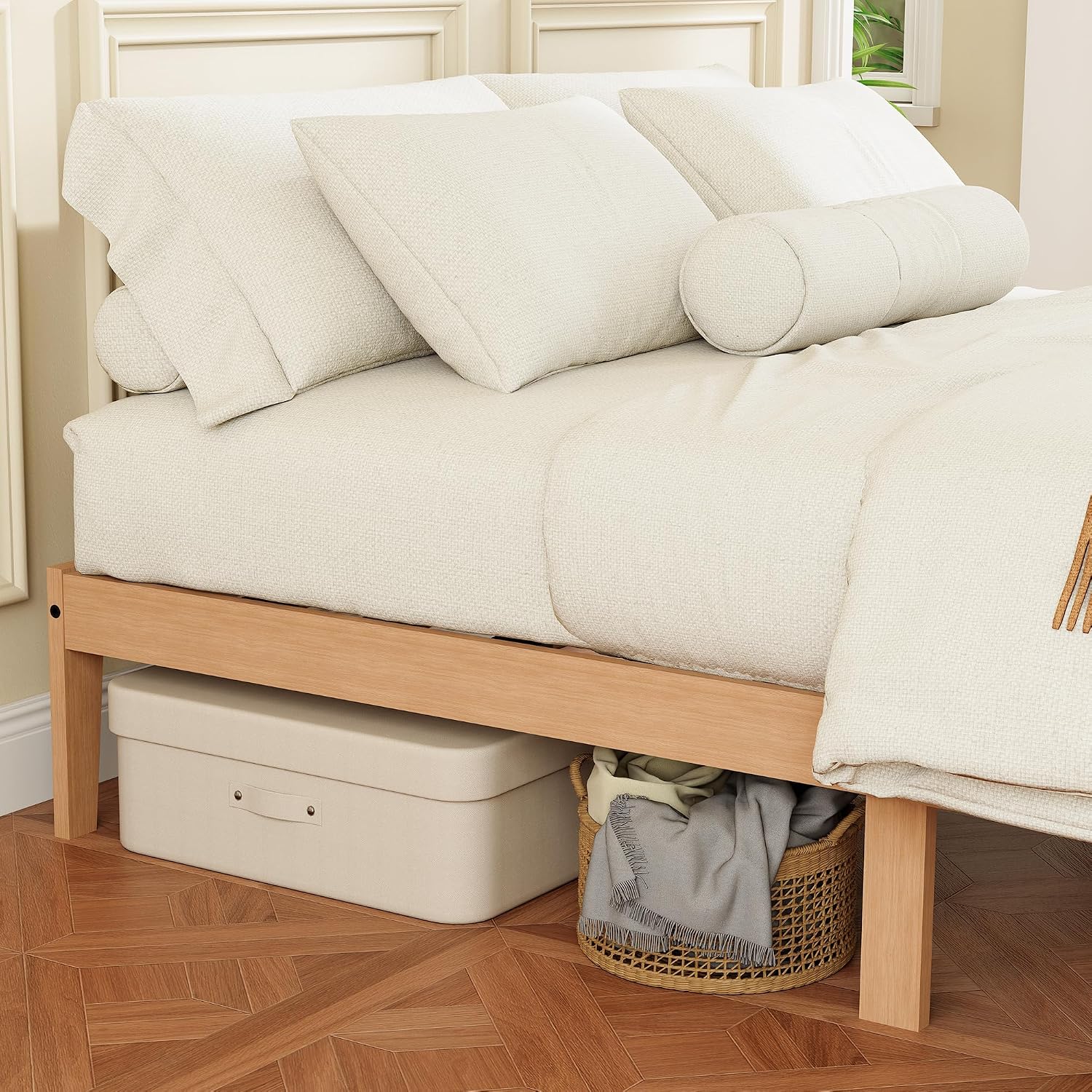 Queen Size Rubberwood Platform Bed Frame