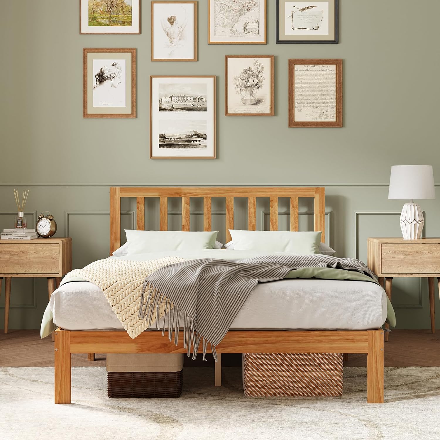 Natural 12" Twin Bed Frame With Headboard