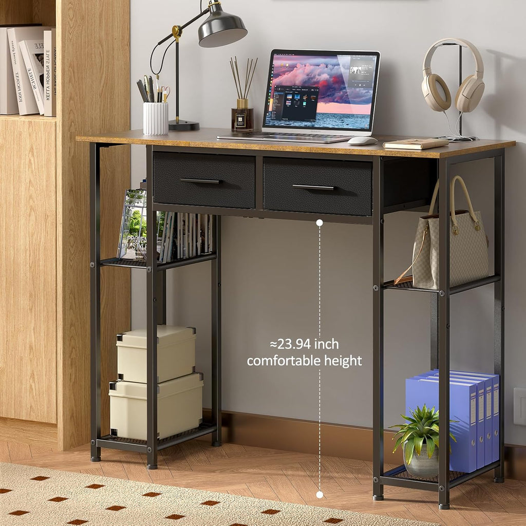 Brown 37.3" Kids Study Vanity Desk