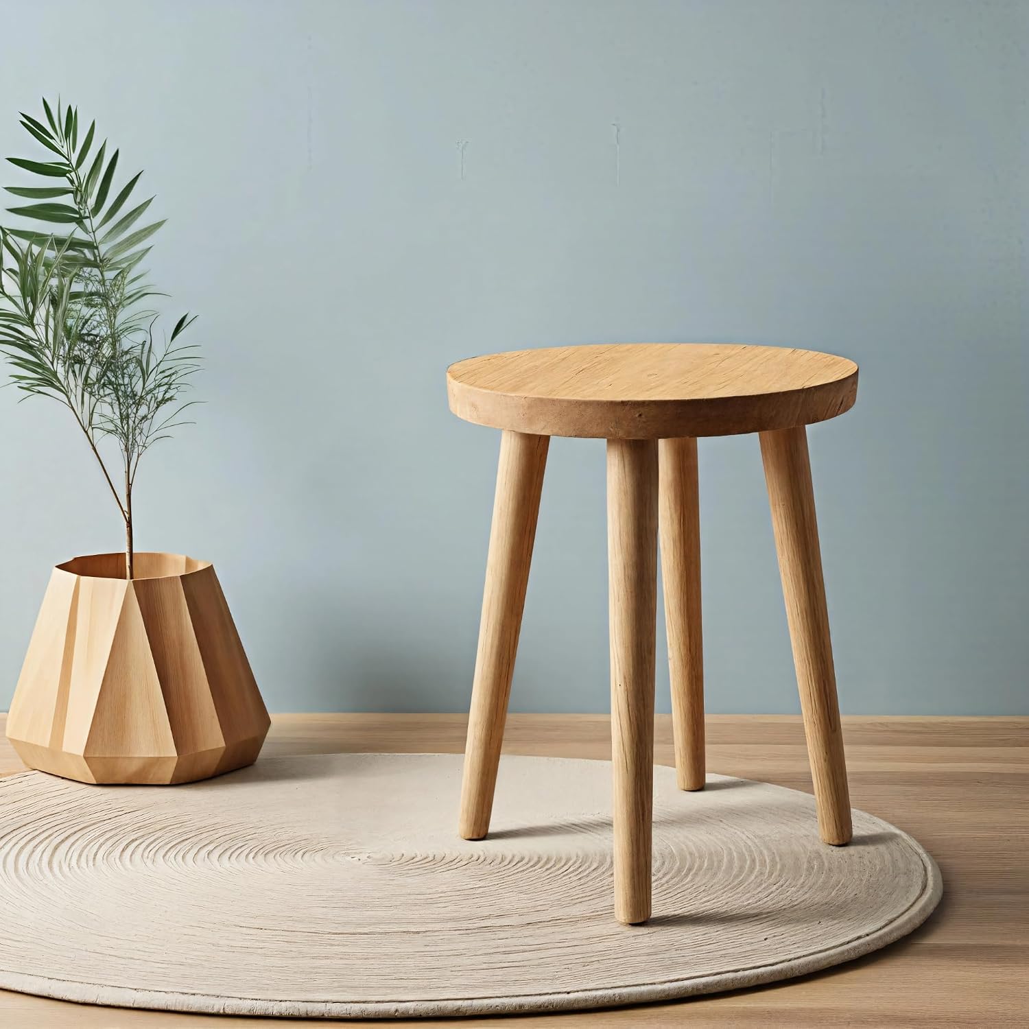 Round Solid Wood Multi‑Purpose Garden Plant Stool