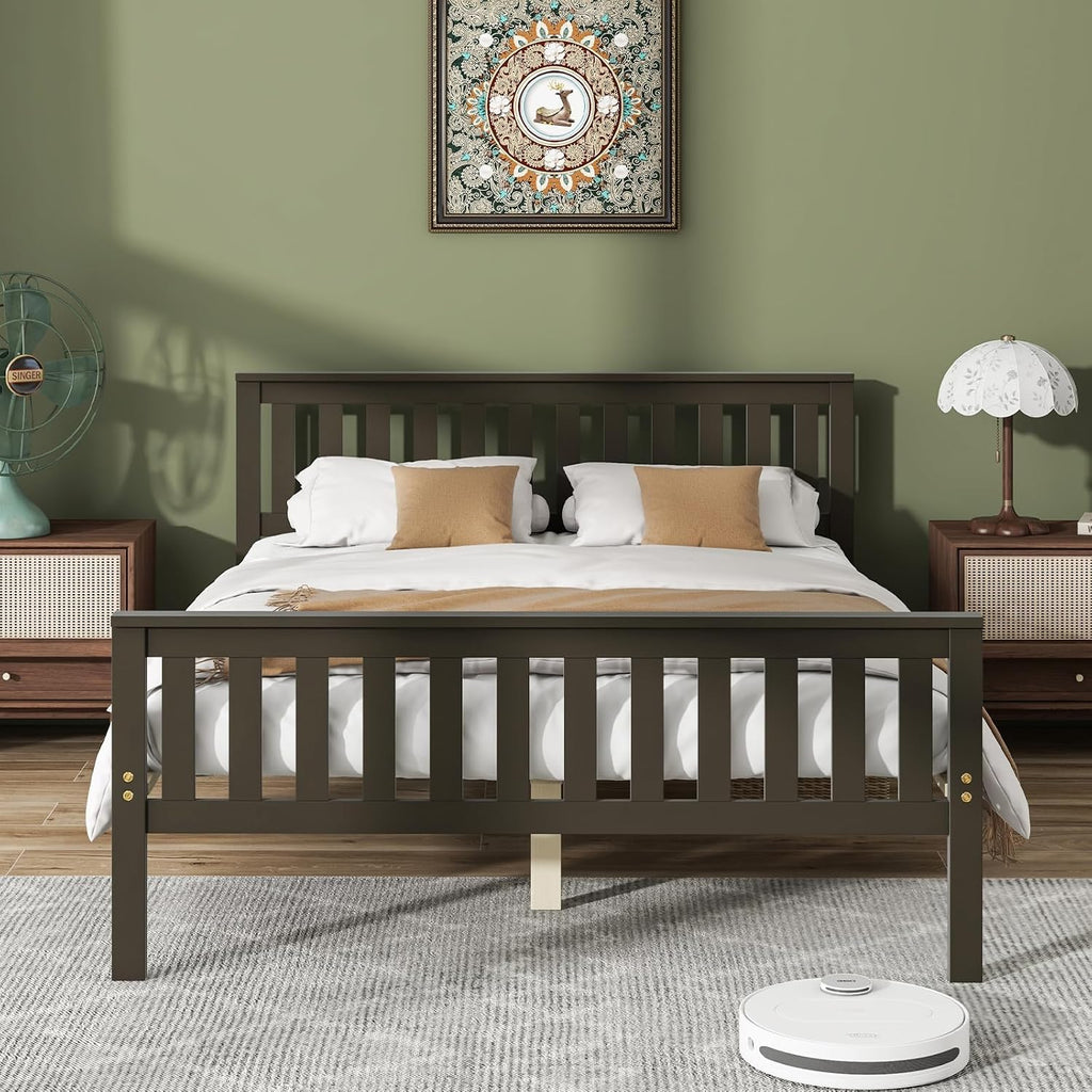 Espresso Full Size Wood Platform Bed Frame